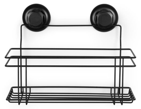 Czarna samoprzylepna półka pod prysznic Compactor Bestlock Black All Purpose Holder, 30x20,5 cm