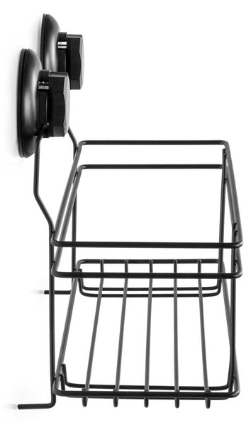 Czarna samoprzylepna półka pod prysznic Compactor Bestlock Black All Purpose Holder, 30x20,5 cm