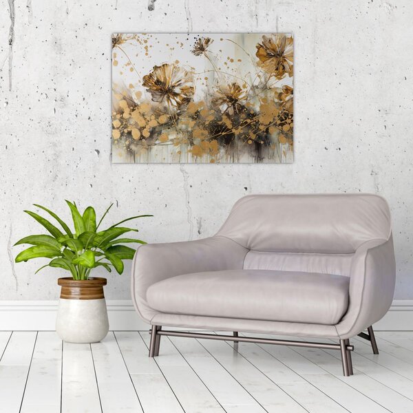 Obraz - Abstrakcyjny kwiatowy obraz (70x50 cm)