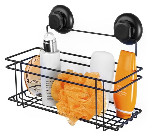 Czarna samoprzylepna półka pod prysznic Compactor Bestlock Black All Purpose Holder, 30x20,5 cm