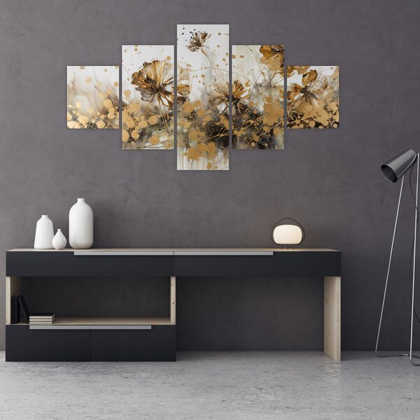 Obraz - Abstrakcyjny kwiatowy obraz (125x70 cm)