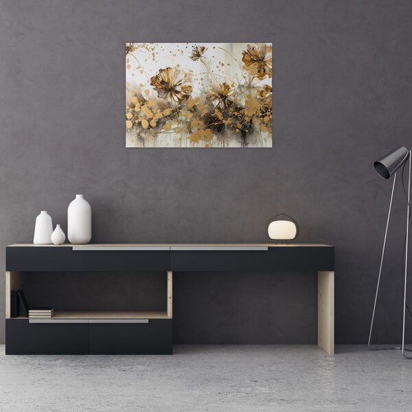 Obraz - Abstrakcyjny kwiatowy obraz (70x50 cm)