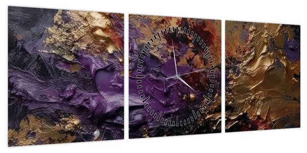 Obraz - Teksturowana abstrakcja (z zegarem) (90x30 cm)