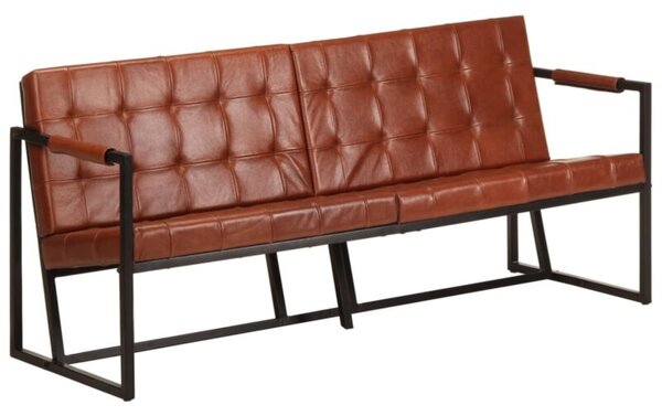 Sofa 3-osobowa, brÄ zowa, naturalna skÃ³ra kozia