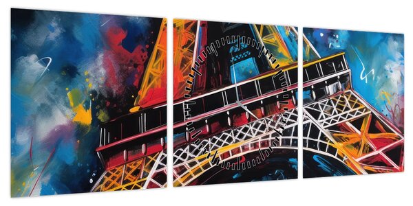 Obraz - Obraz wieży Eiffla II. (z zegarem) (90x30 cm)