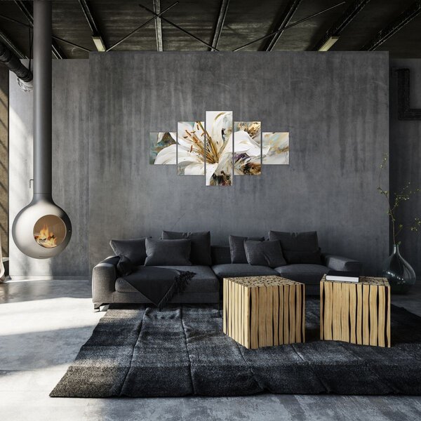 Obraz - Abstrakcja z lilią (125x70 cm)