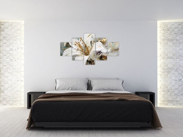 Obraz - Abstrakcja z lilią (125x70 cm)