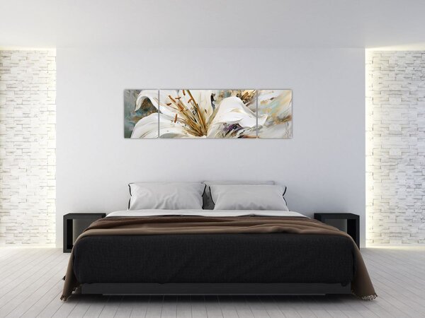 Obraz - Abstrakcja z lilią (170x50 cm)