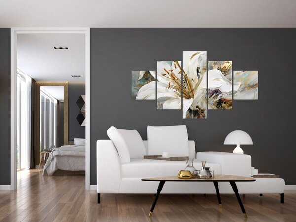 Obraz - Abstrakcja z lilią (125x70 cm)