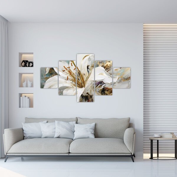 Obraz - Abstrakcja z lilią (125x70 cm)