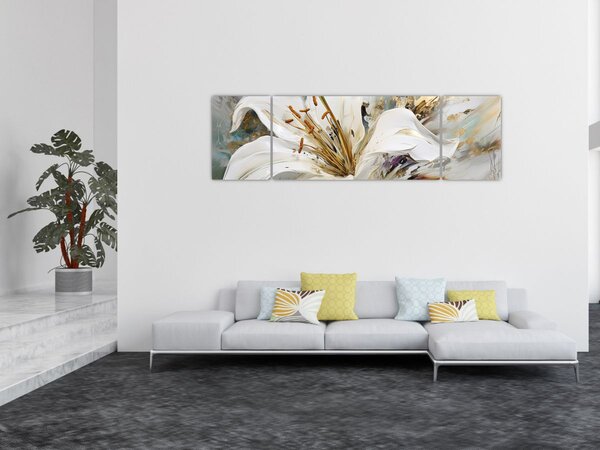 Obraz - Abstrakcja z lilią (170x50 cm)