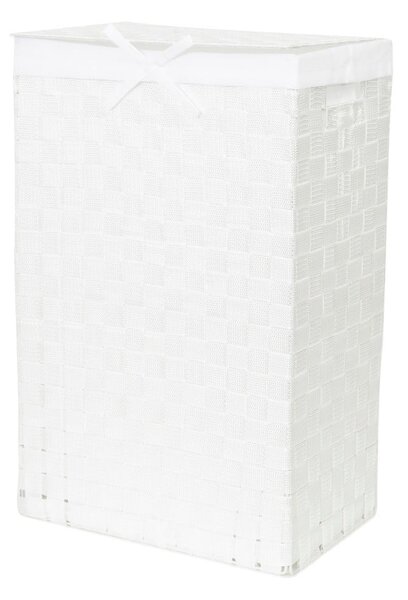 Biały kosz na pranie z pokrywką Compactor Laundry Basket Linen, wys. 60 cm