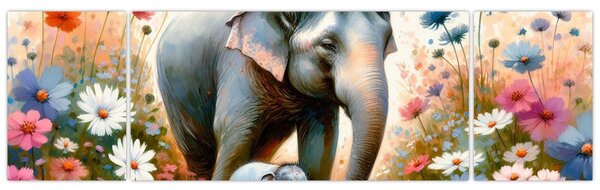 Obraz - Słoniowa mama, akwarela (170x50 cm)