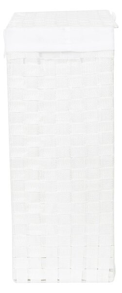 Biały kosz na pranie z pokrywką Compactor Laundry Basket Linen, wys. 60 cm