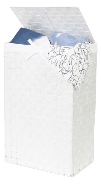 Biały kosz na pranie z pokrywką Compactor Laundry Basket Linen, wys. 60 cm