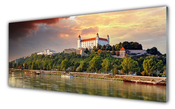 Obraz Szklany Miasto Jezioro Krajobraz