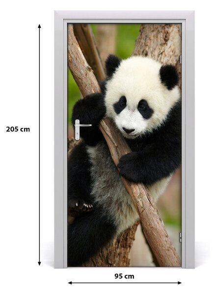Naklejka samoprzylepna na drzwi Panda na drzewie