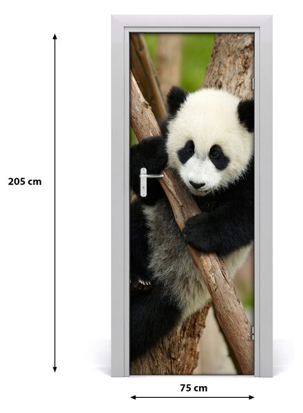 Naklejka samoprzylepna na drzwi Panda na drzewie