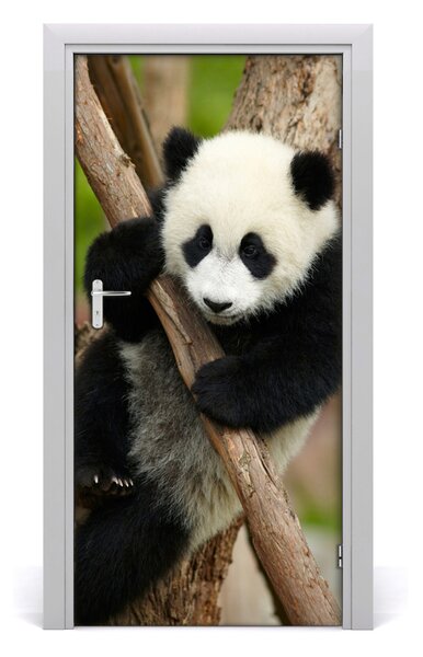 Naklejka samoprzylepna na drzwi Panda na drzewie