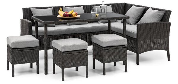 Blumfeldt Titania Dining Lounge Set, komplet wypoczynkowy do ogrodu, czarna/jasnoszary