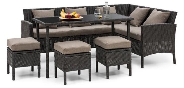 Blumfeldt Titania Dining Lounge Set, zestaw sof ogrodowych, czarno-brązowy