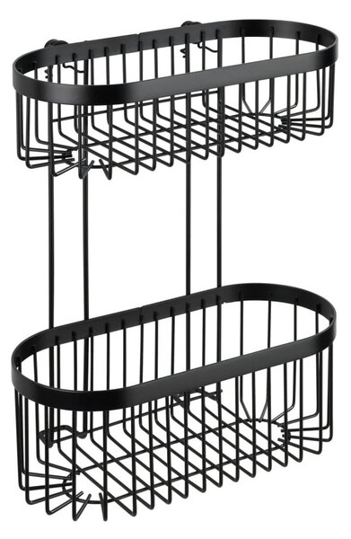 Czarny 2-poziomowy koszyk ścienny Wenko Classic Plus 2 Tier