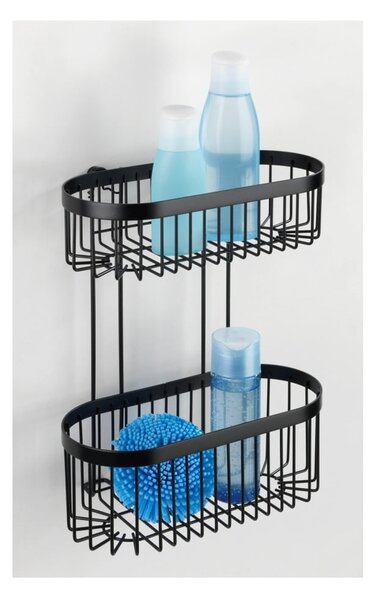 Czarny 2-poziomowy koszyk ścienny Wenko Classic Plus 2 Tier
