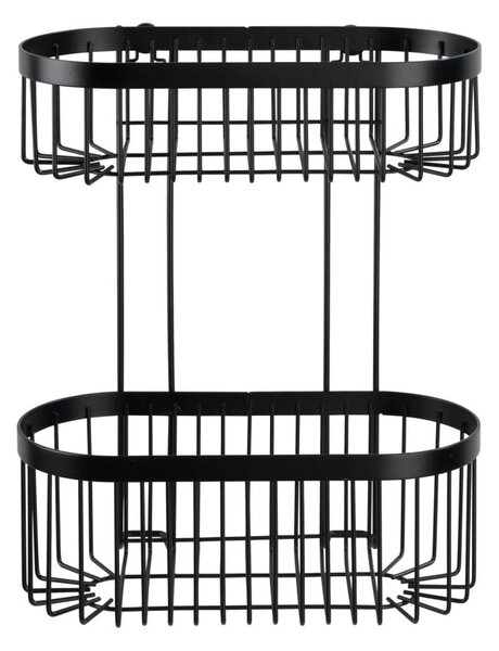 Czarny 2-poziomowy koszyk ścienny Wenko Classic Plus 2 Tier