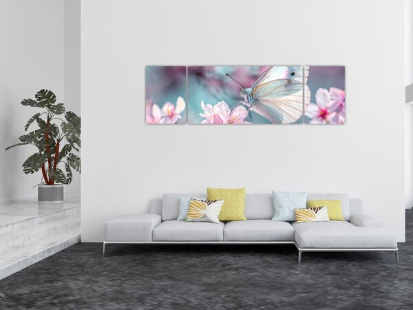 Obraz - Motyl na drzewie wiśni (170x50 cm)