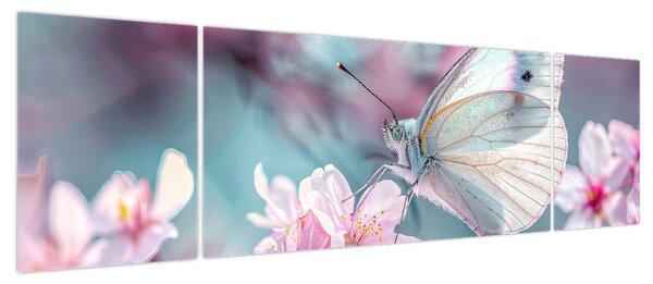 Obraz - Motyl na drzewie wiśni (170x50 cm)