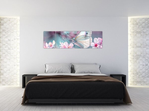 Obraz - Motyl na drzewie wiśni (170x50 cm)