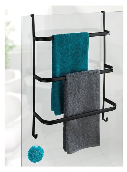Czarny wieszak na ręczniki Wenko Towel Holder Black, 21x54 cm