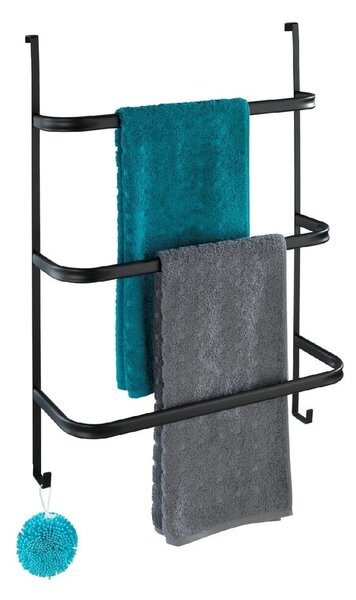 Czarny wieszak na ręczniki Wenko Towel Holder Black, 21x54 cm