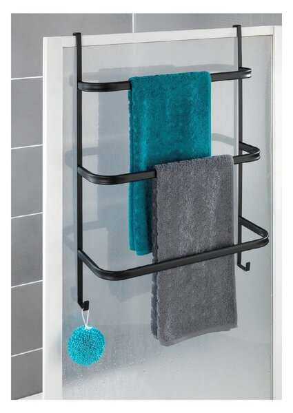 Czarny wieszak na ręczniki Wenko Towel Holder Black, 21x54 cm