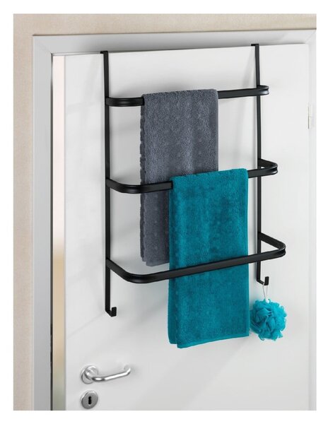 Czarny wieszak na ręczniki Wenko Towel Holder Black, 21x54 cm
