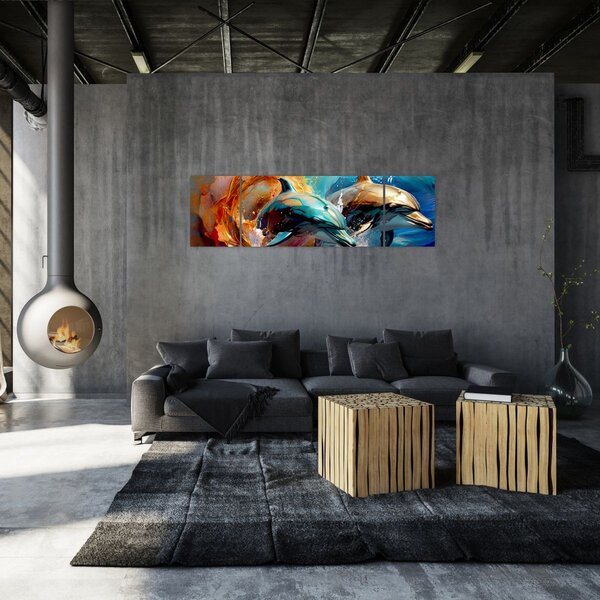 Obraz - Malowanie delfinów (170x50 cm)