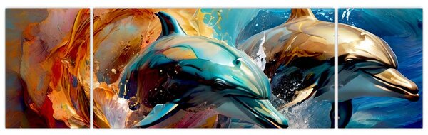 Obraz - Malowanie delfinów (170x50 cm)