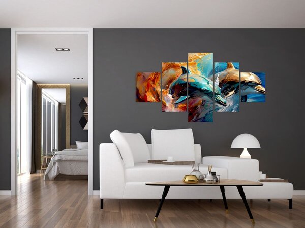 Obraz - Malowanie delfinów (125x70 cm)