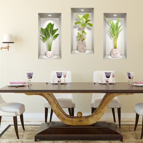 Komplet 3 naklejek ściennych 3D Ambiance Banana Trees