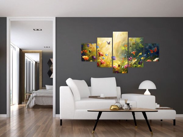Obraz - Wiosenna łąka kwiatowa, malarstwo (125x70 cm)