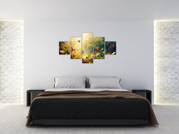 Obraz - Wiosenna łąka kwiatowa, malarstwo (125x70 cm)