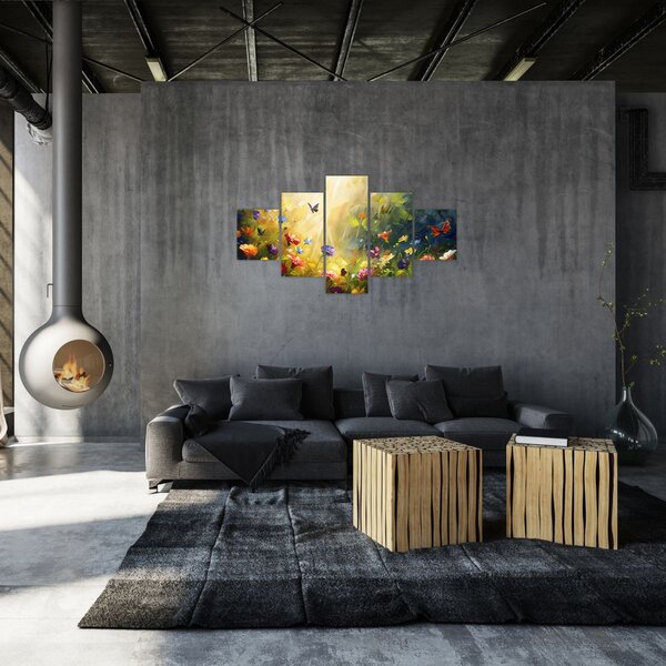 Obraz - Wiosenna łąka kwiatowa, malarstwo (125x70 cm)