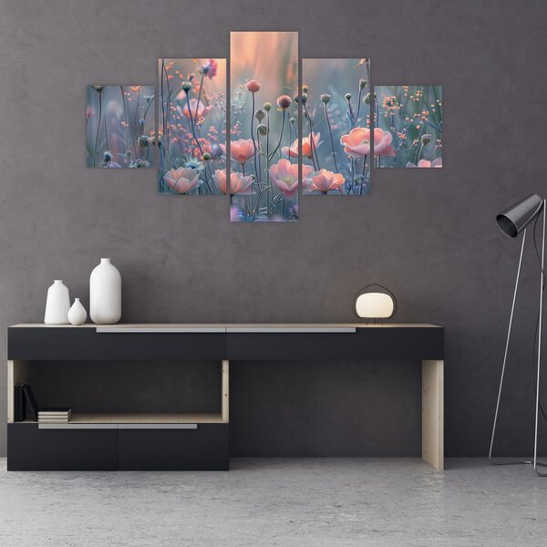 Obraz - Kwiaty w pastelowych kolorach (125x70 cm)