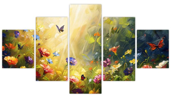 Obraz - Wiosenna łąka kwiatowa, malarstwo (125x70 cm)
