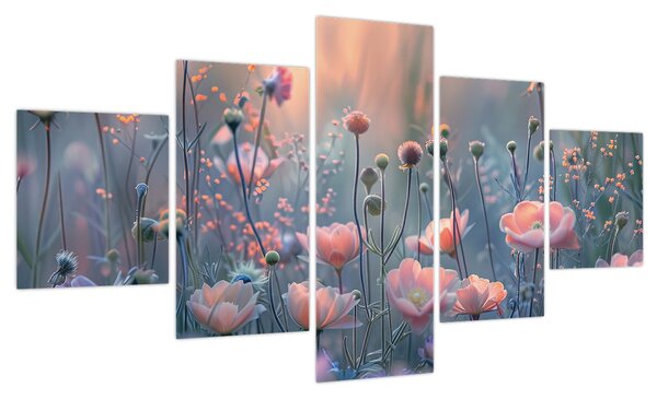 Obraz - Kwiaty w pastelowych kolorach (125x70 cm)