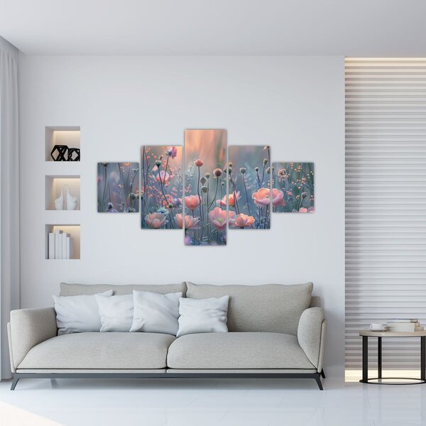 Obraz - Kwiaty w pastelowych kolorach (125x70 cm)
