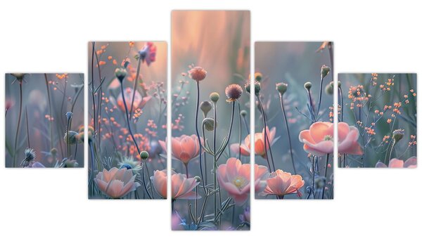 Obraz - Kwiaty w pastelowych kolorach (125x70 cm)
