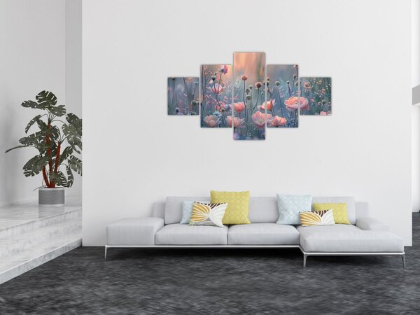 Obraz - Kwiaty w pastelowych kolorach (125x70 cm)