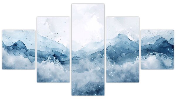 Obraz - Chmury i fale, akwarela (125x70 cm)