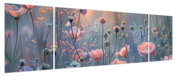 Obraz - Kwiaty w pastelowych kolorach (170x50 cm)
